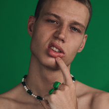 Load image into Gallery viewer, Green Onyx & Malachite Freshwater Pearl Necklace Clasp