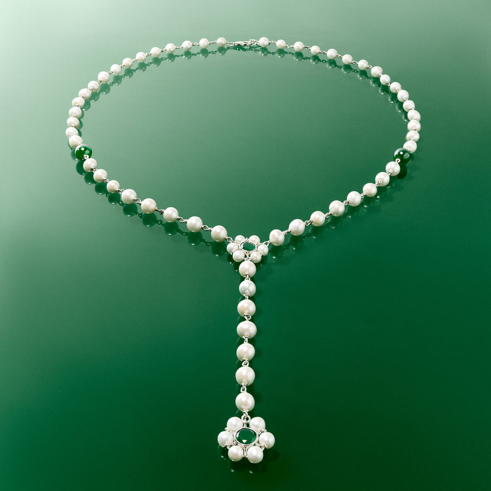 The Macro Flower Pearl Rosary in White Gold