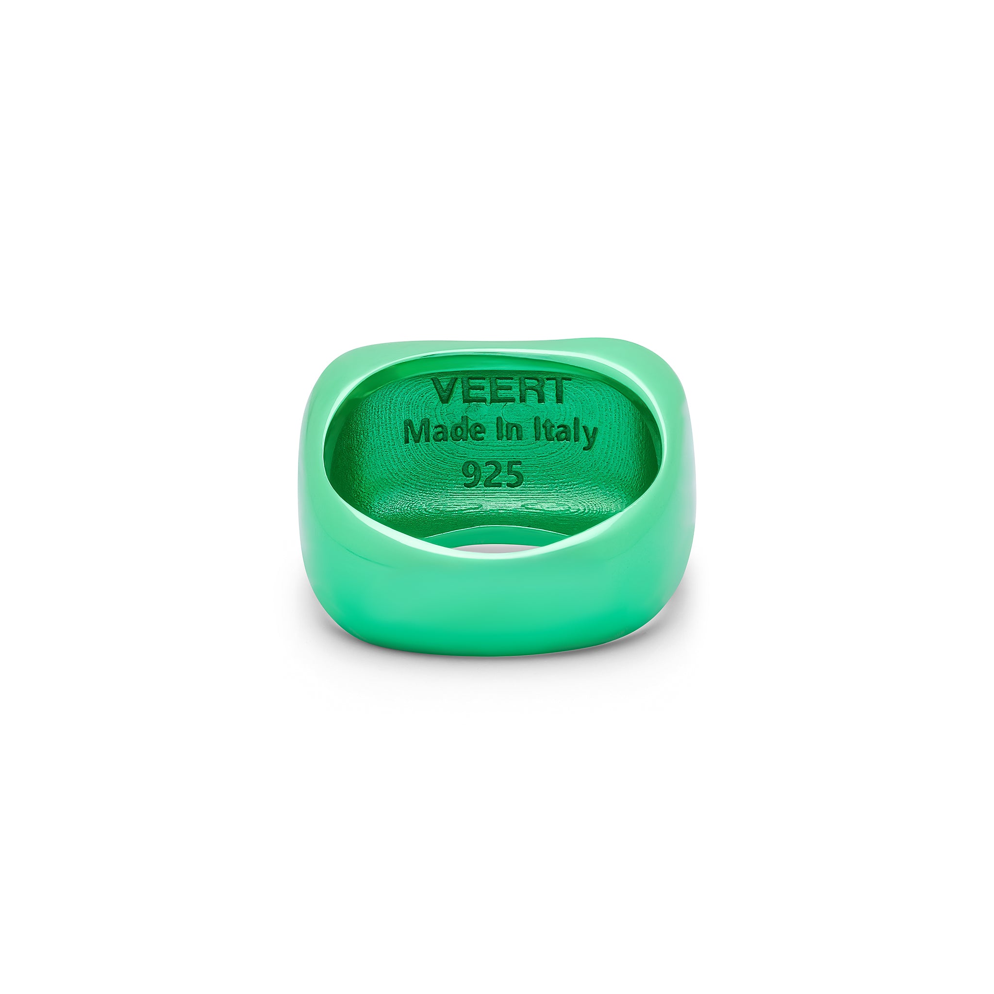The Handwritten Logo Signet Ring in Green Coating