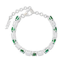 Load image into Gallery viewer, The Clear and Green Tennis Bracelet in White Gold
