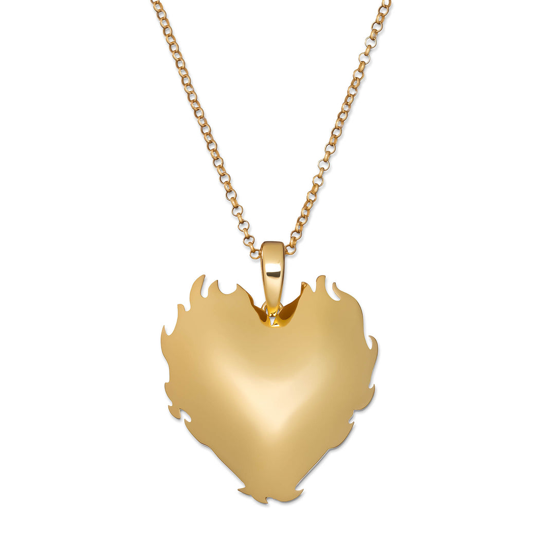 The Flame Heart Pendant Chain in Yellow Gold