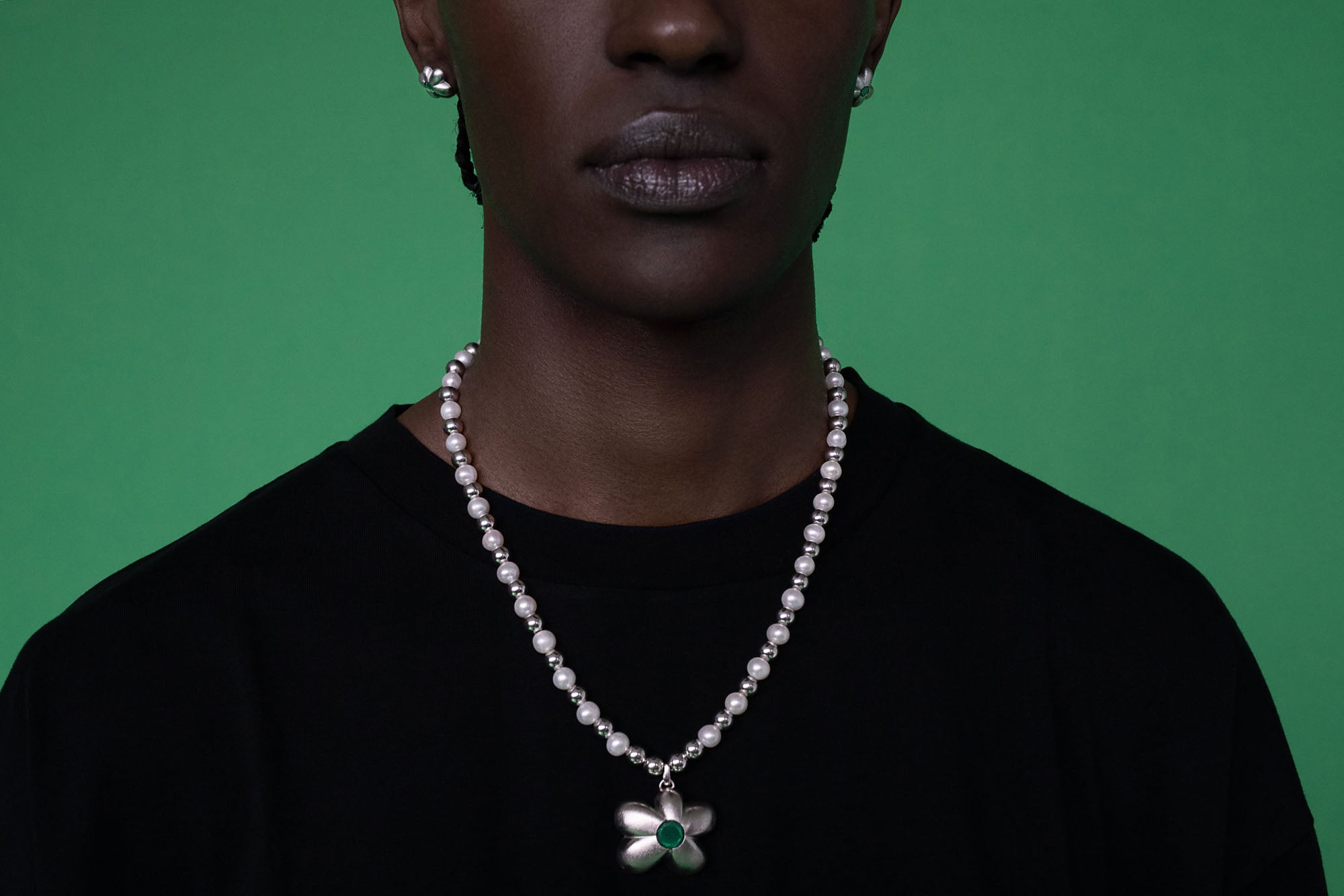 The Flower Pearl Bead Chain in White Gold