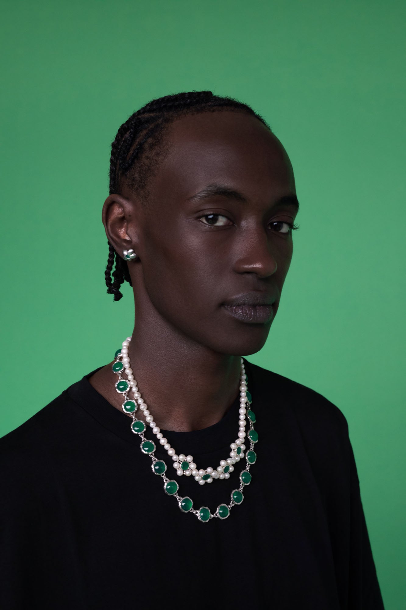 The Green Onyx Circle Necklace in White Gold – VEERT