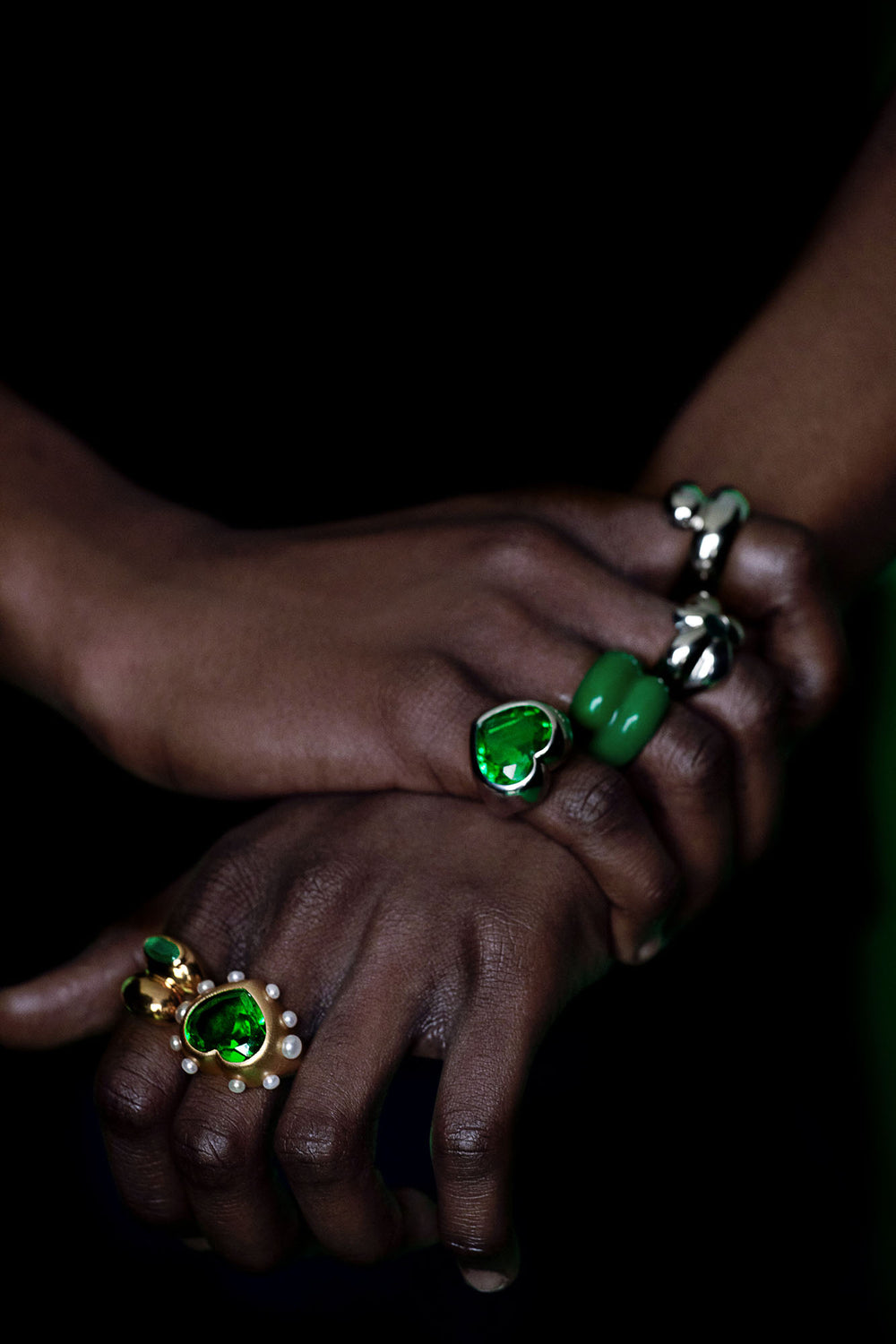 The Green Enamel Wrap Ring in Yellow Gold