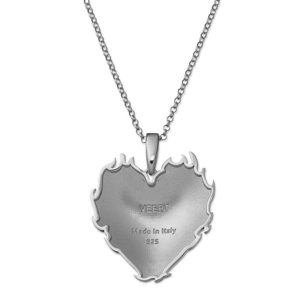 The Flame Heart Pendant Chain in White Gold