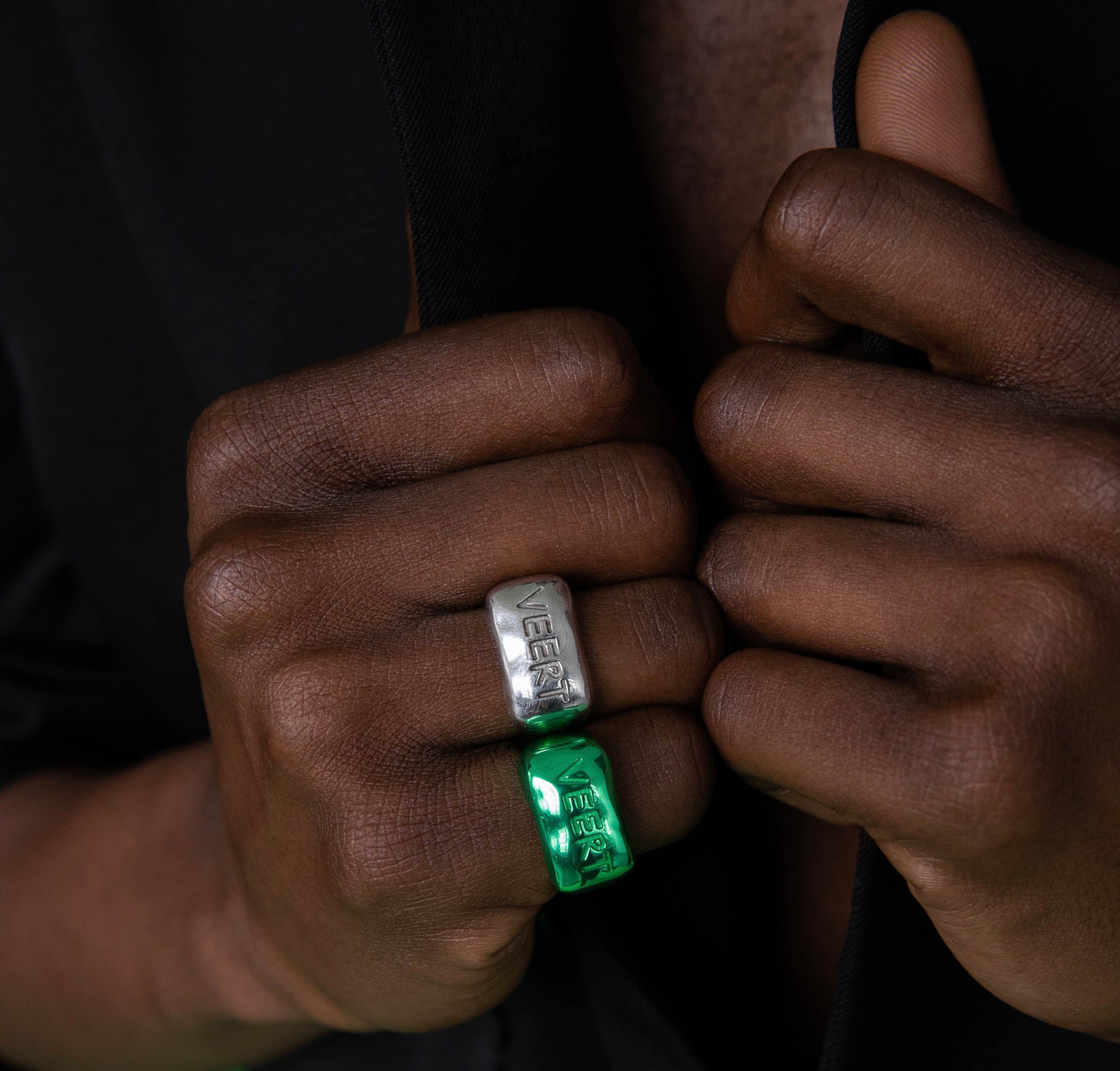 The Handwritten Logo Signet Ring in Green Coating