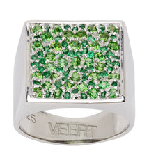 Load image into Gallery viewer, The Multi Green Square Signed Signet Ring in White Gold
