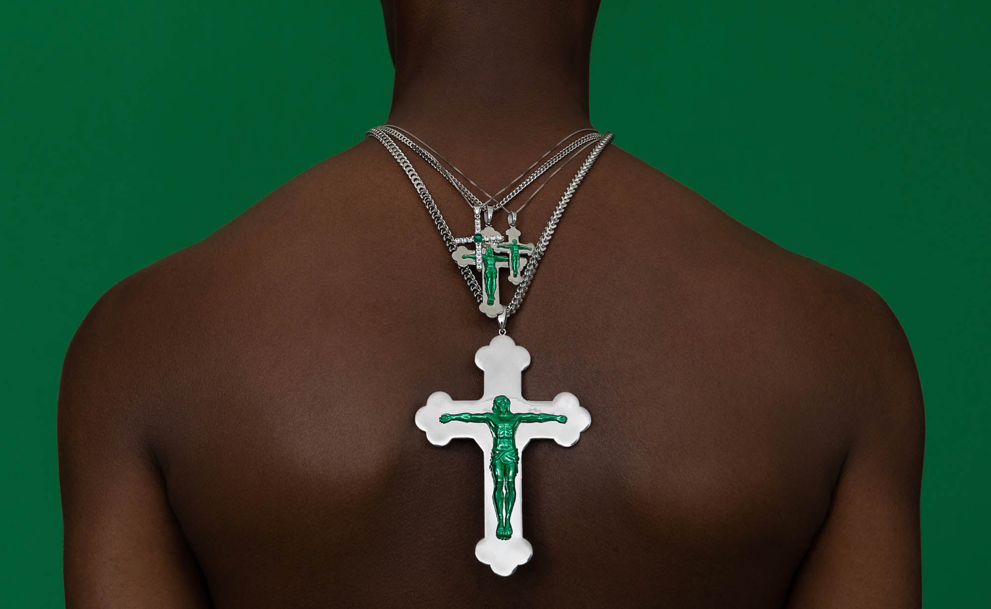 The Medium Jesus Piece in White Gold