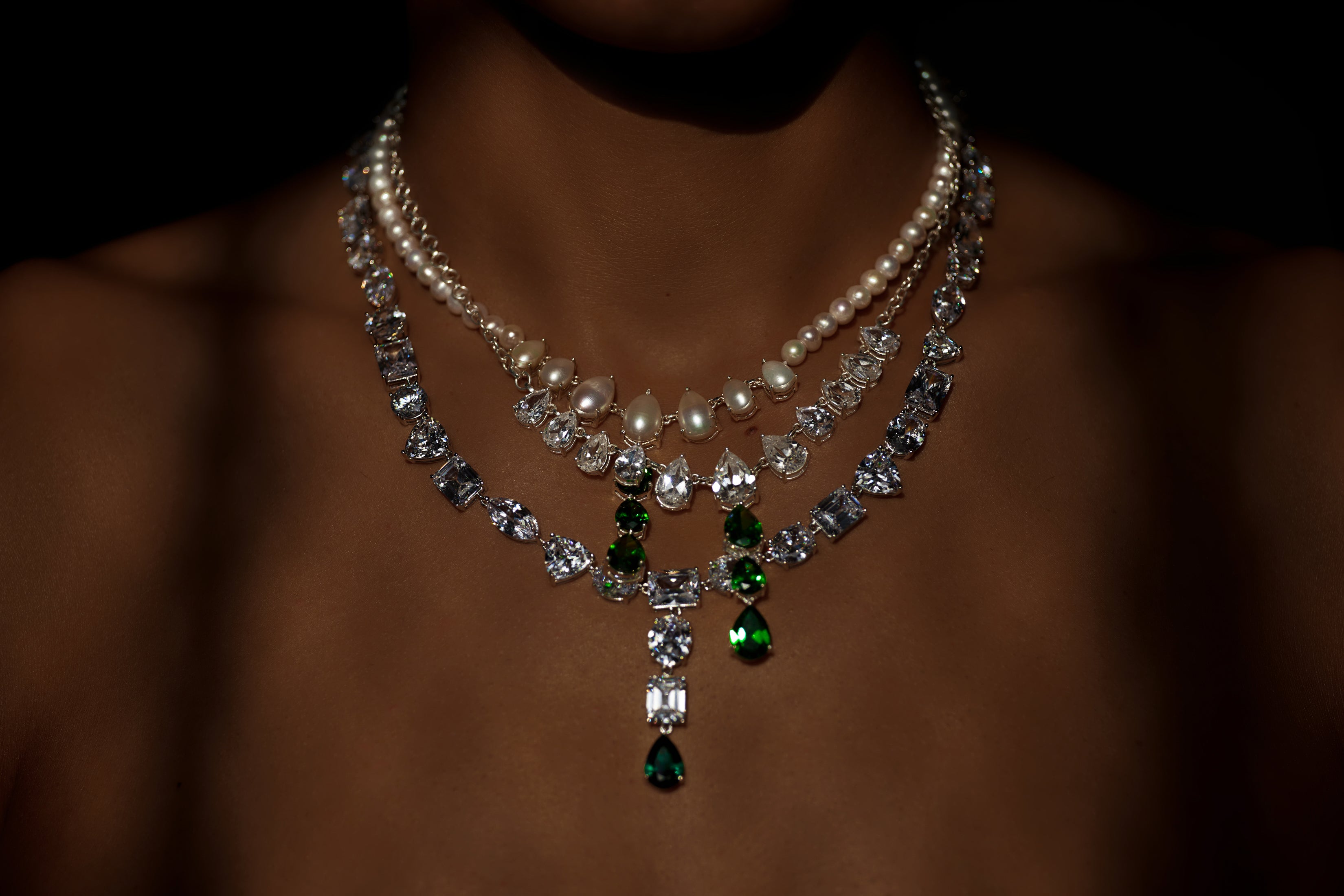 The Freshwater Pearl Drop Chain in White Gold