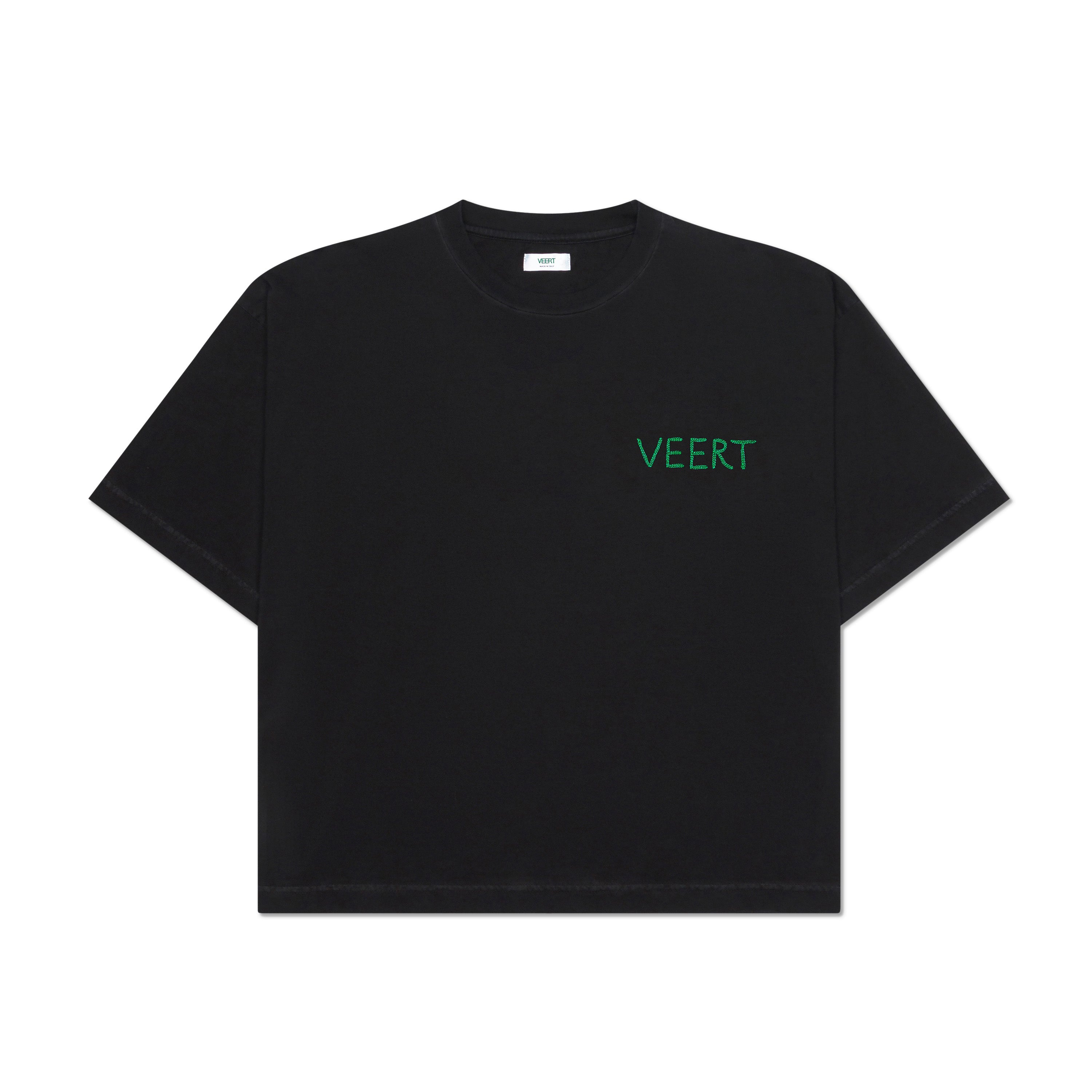 HANDWRITTEN EMBROIDERED T-SHIRT WASHED BLACK