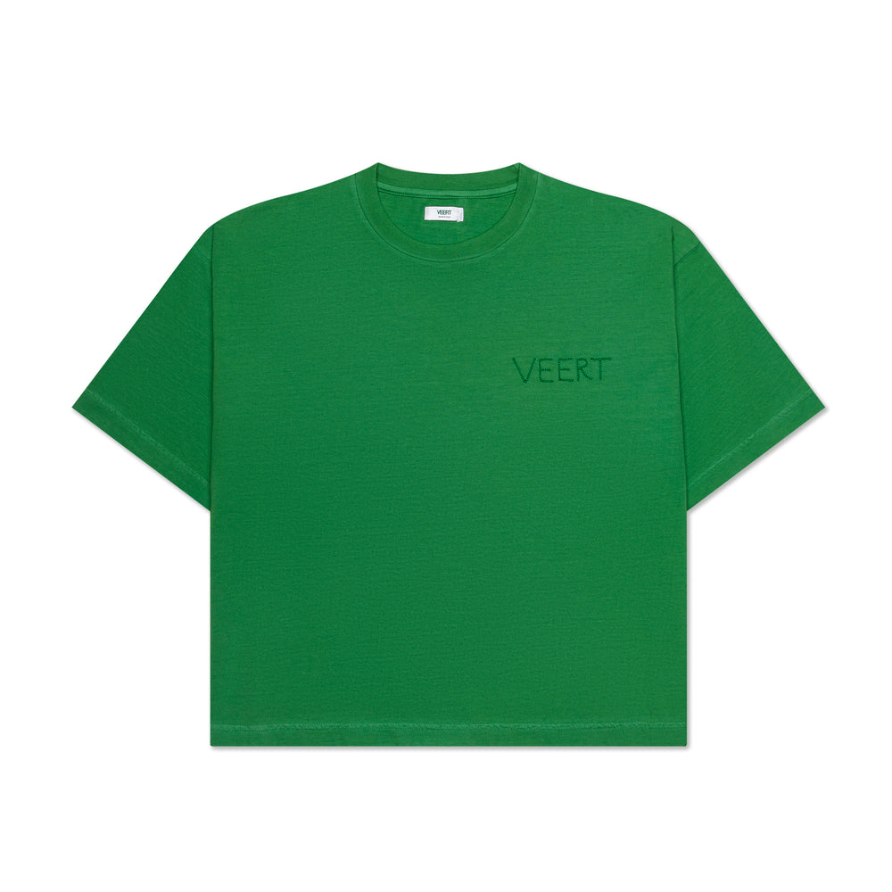 HANDWRITTEN EMBROIDERED T-SHIRT WASHED GREEN