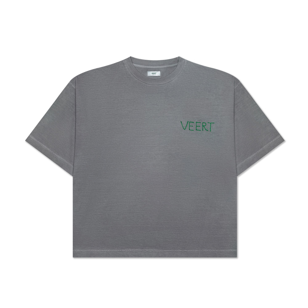 HANDWRITTEN EMBROIDERED T-SHIRT WASHED LIGHT GREY