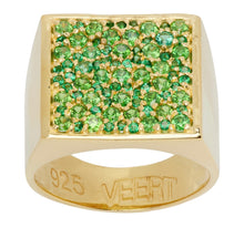 Load image into Gallery viewer, The Multi Green Square Signed Signet Ring in Yellow Gold
