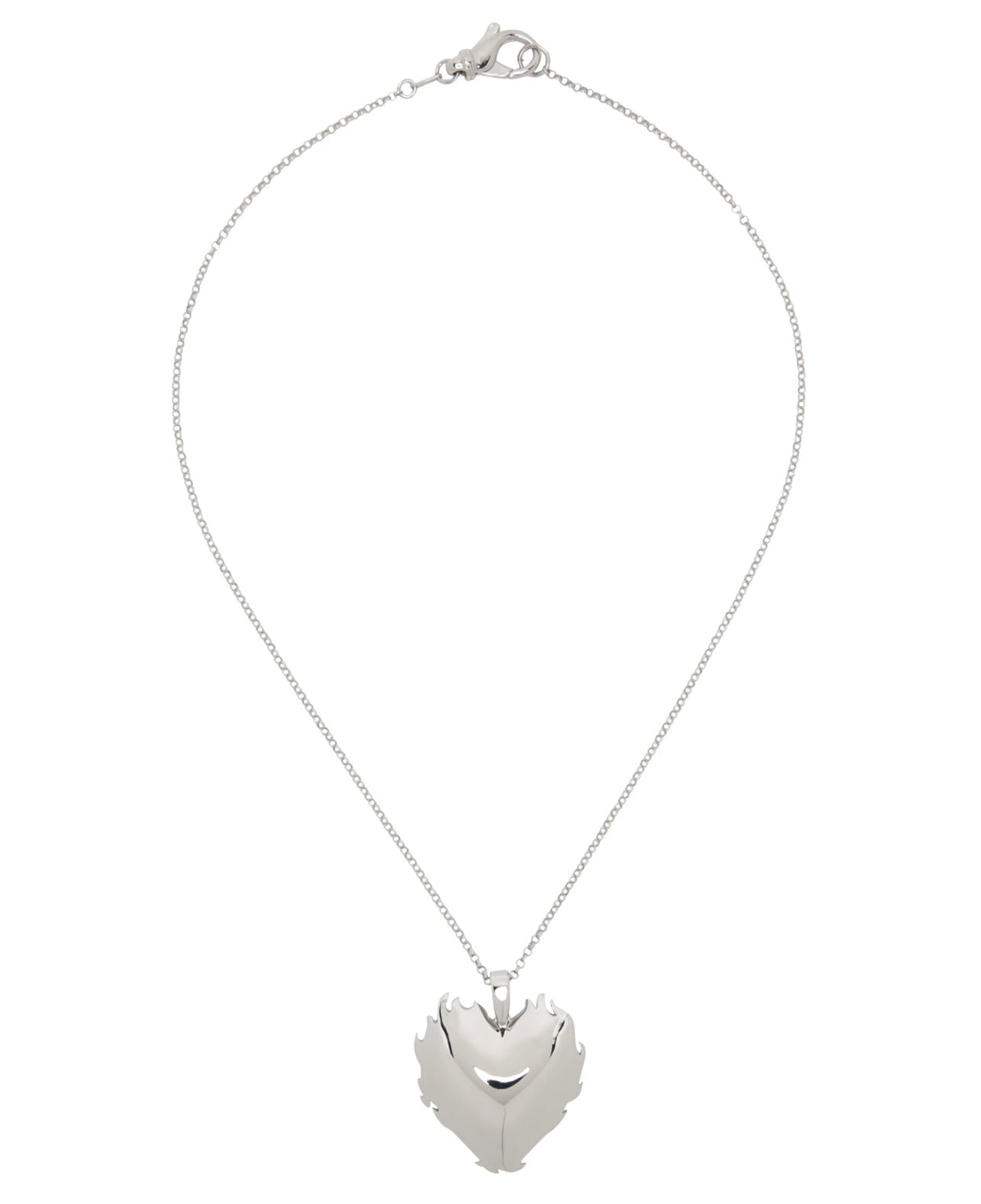 The Flame Heart Pendant Chain in White Gold
