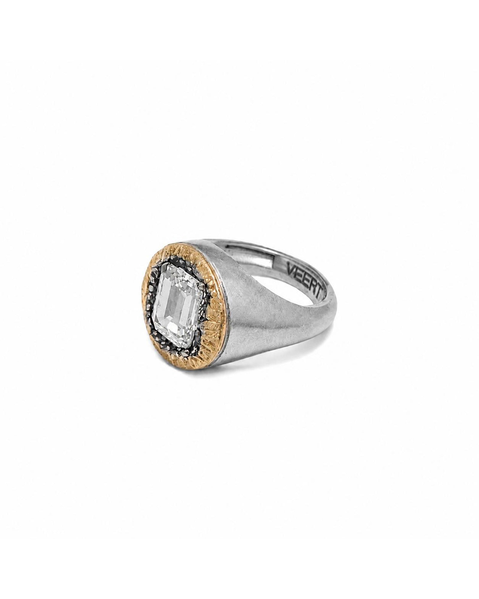 The Heritage Dual Tone Signet Ring in White Gold