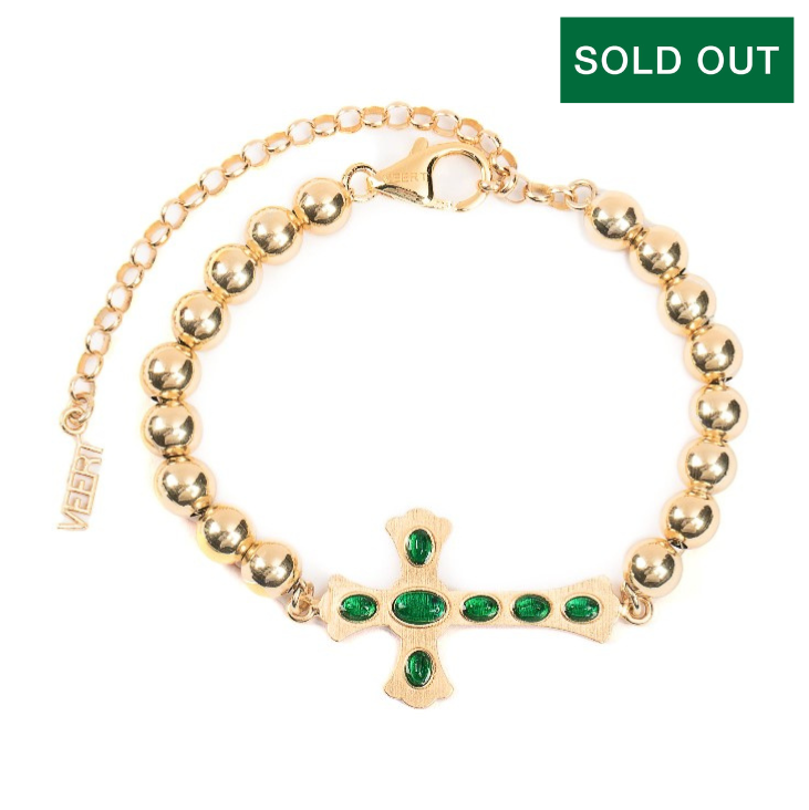 The Green Cross Bracelet in Yellow Gold