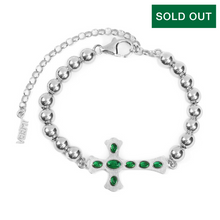 Load image into Gallery viewer, The Green Cross Bracelet in White Gold
