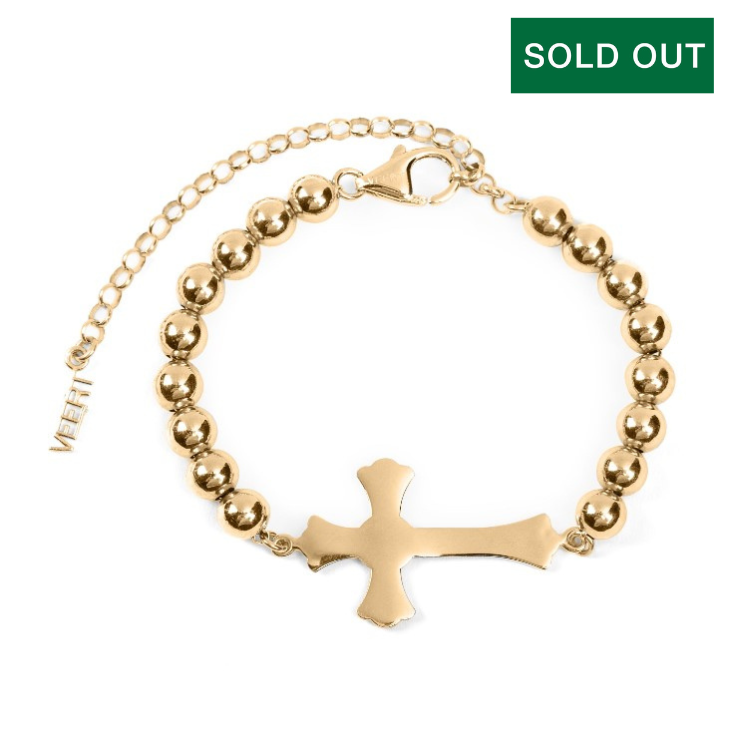 The Plain Cross Bracelet in Yellow Gold