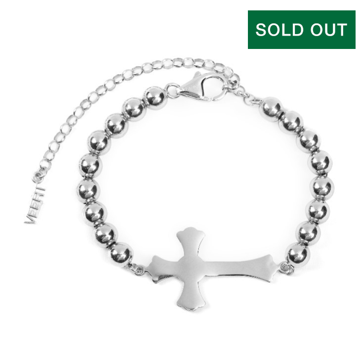 The Plain Cross Bracelet in White Gold