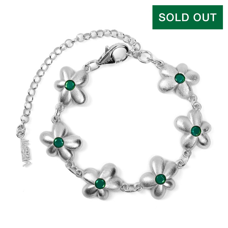 The Green Flower Bracelet in White Gold