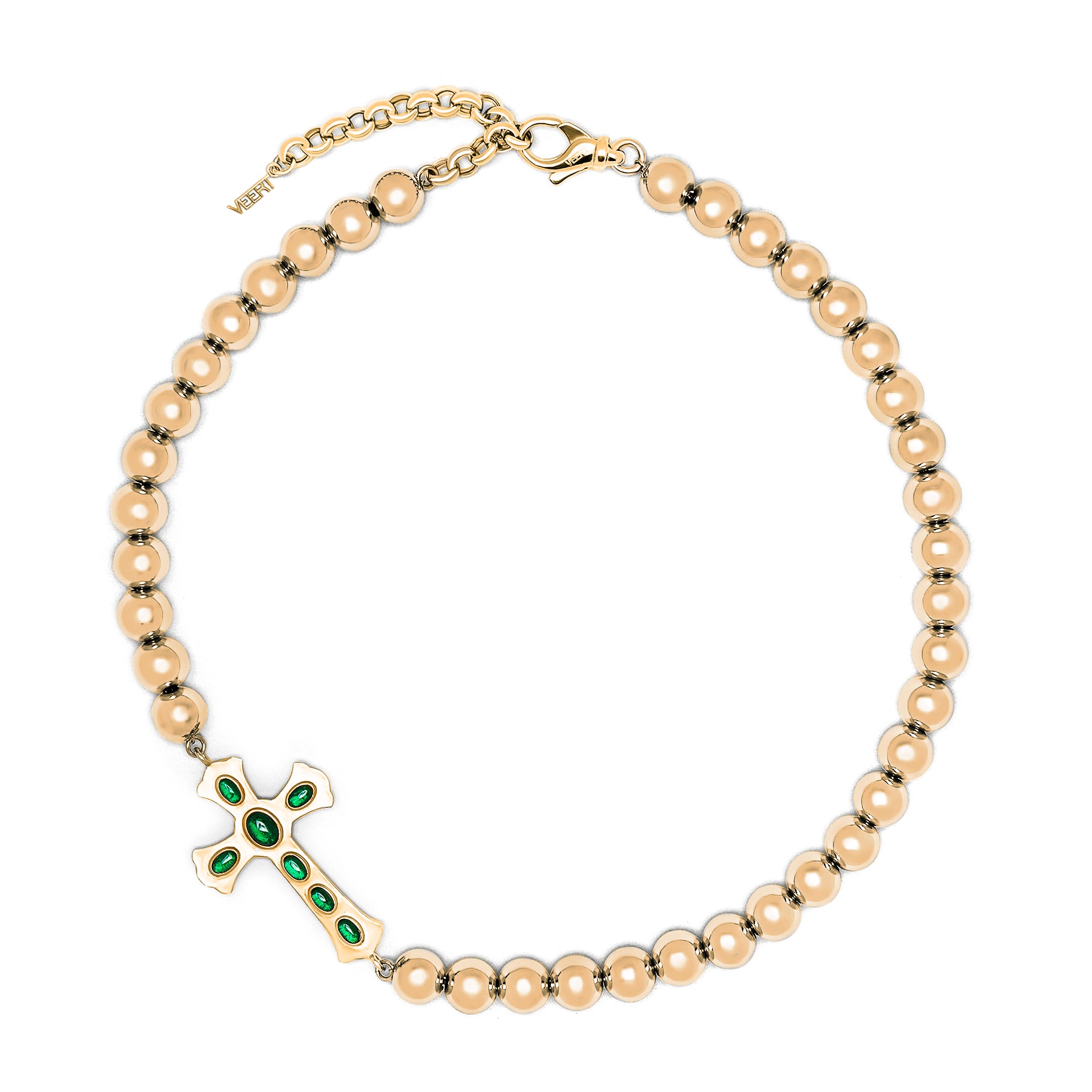 アクセサリー VEERT The Bell Cross Neck The Ball Cross Necklace in Yellow Gold – VEERT
