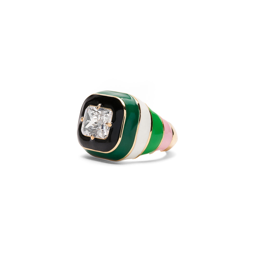 The Multi Enamel Ring in Yellow Gold