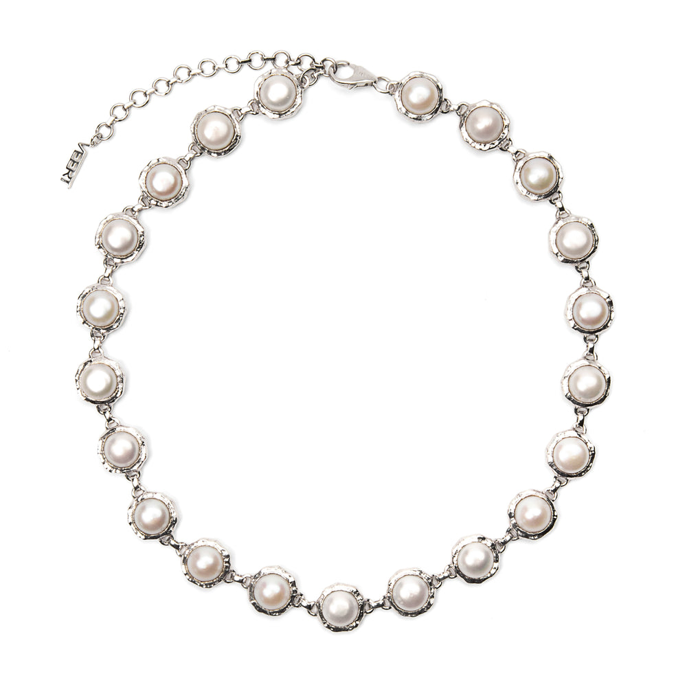 The Pearl Circle Necklace in White Gold