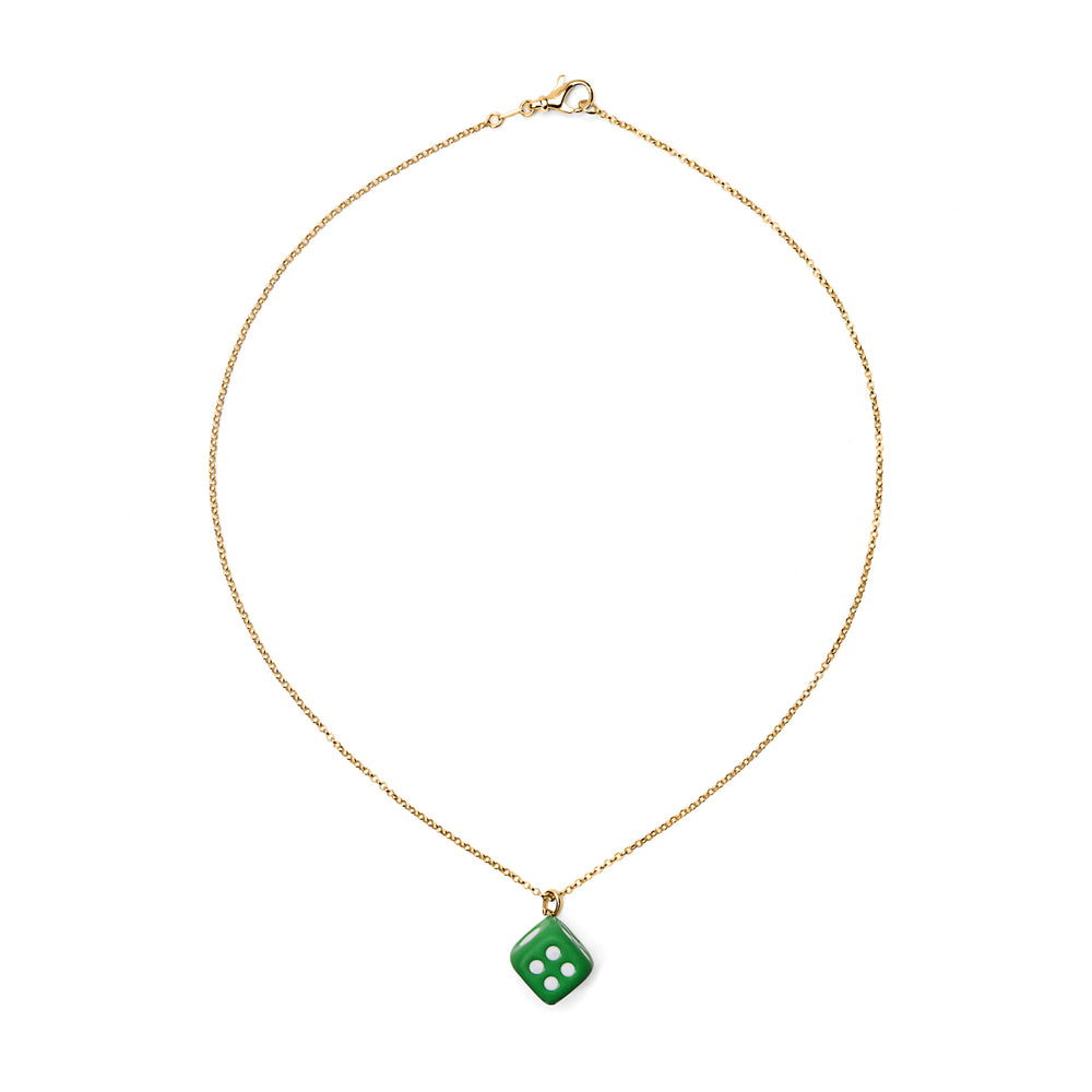 The Dice Pendant Chain in Yellow Gold