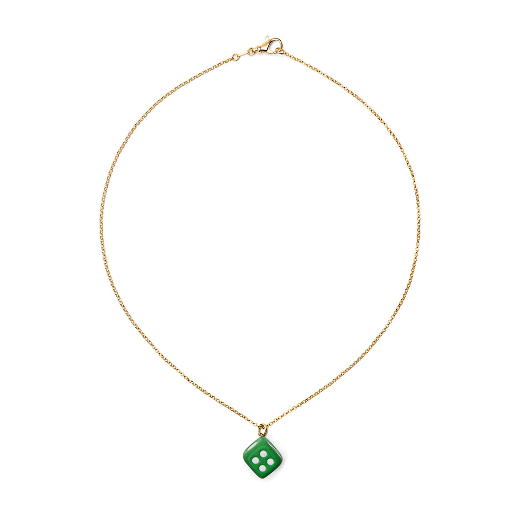 The Dice Pendant Chain in Yellow Gold