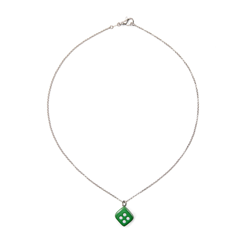 The Dice Pendant Chain in White Gold