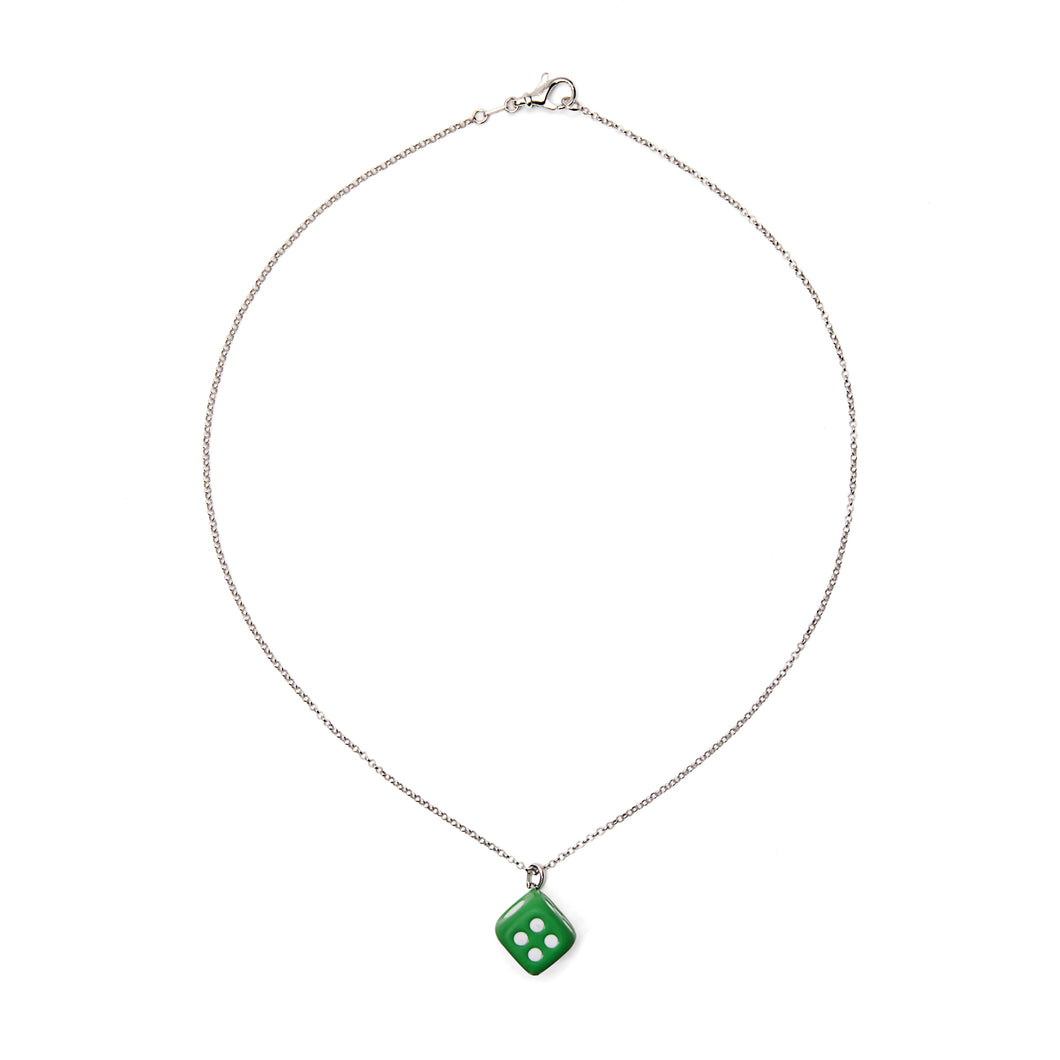 The Dice Pendant Chain in White Gold