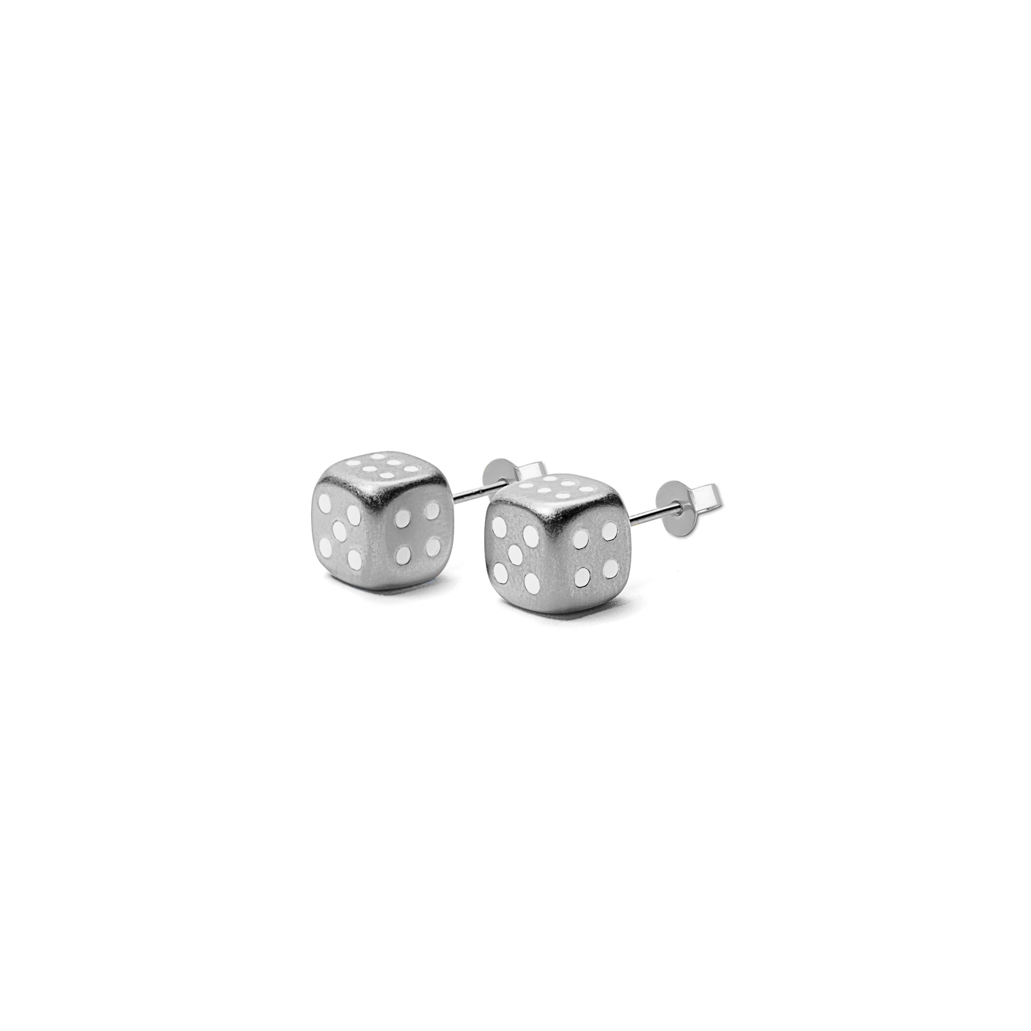 The Dice Earring Pair in White Gold