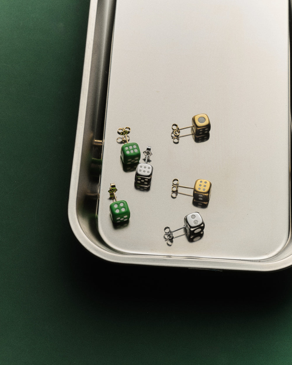 The Dice Earring Pair in White Gold