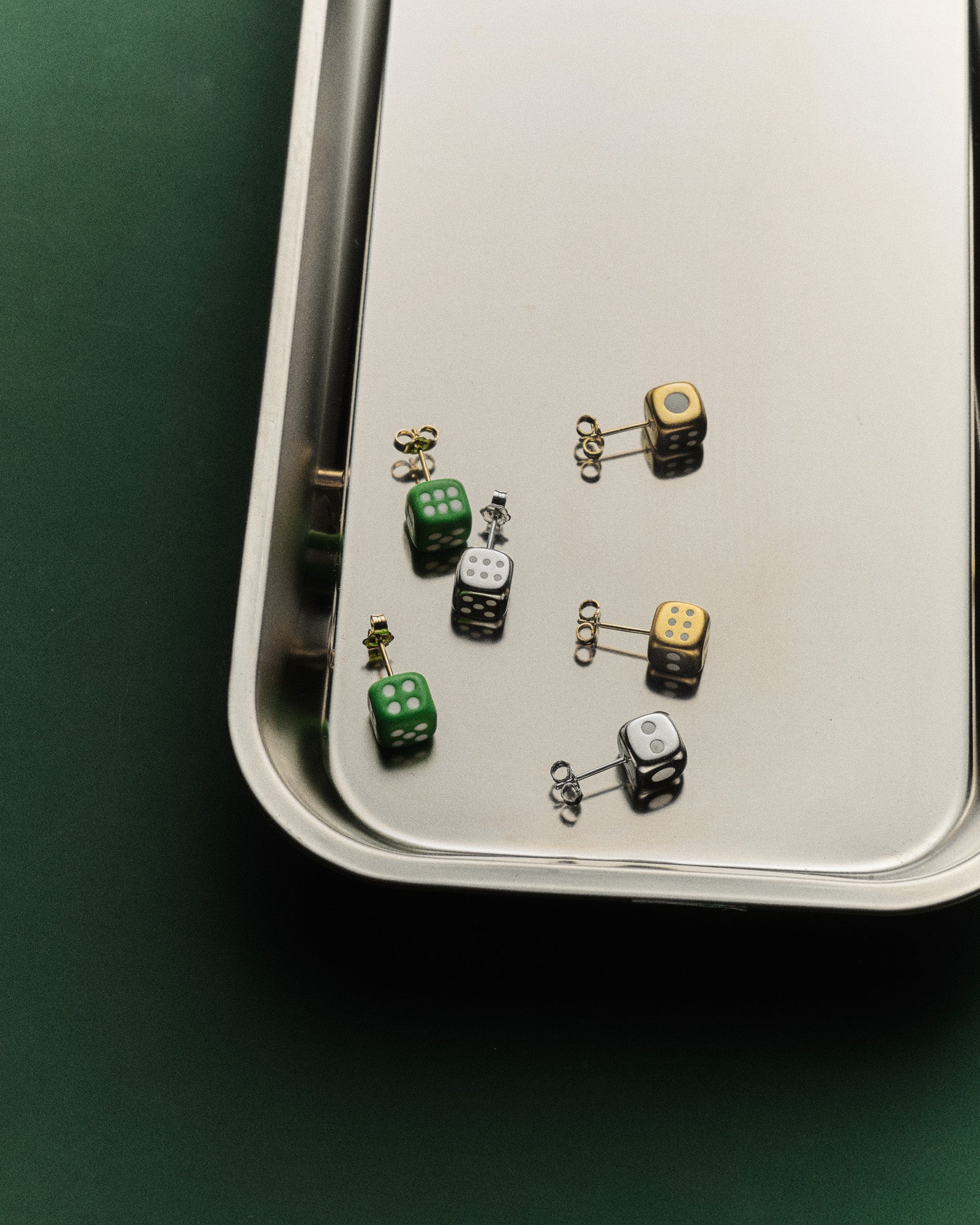 The Dice Earring Pair in Yellow Gold