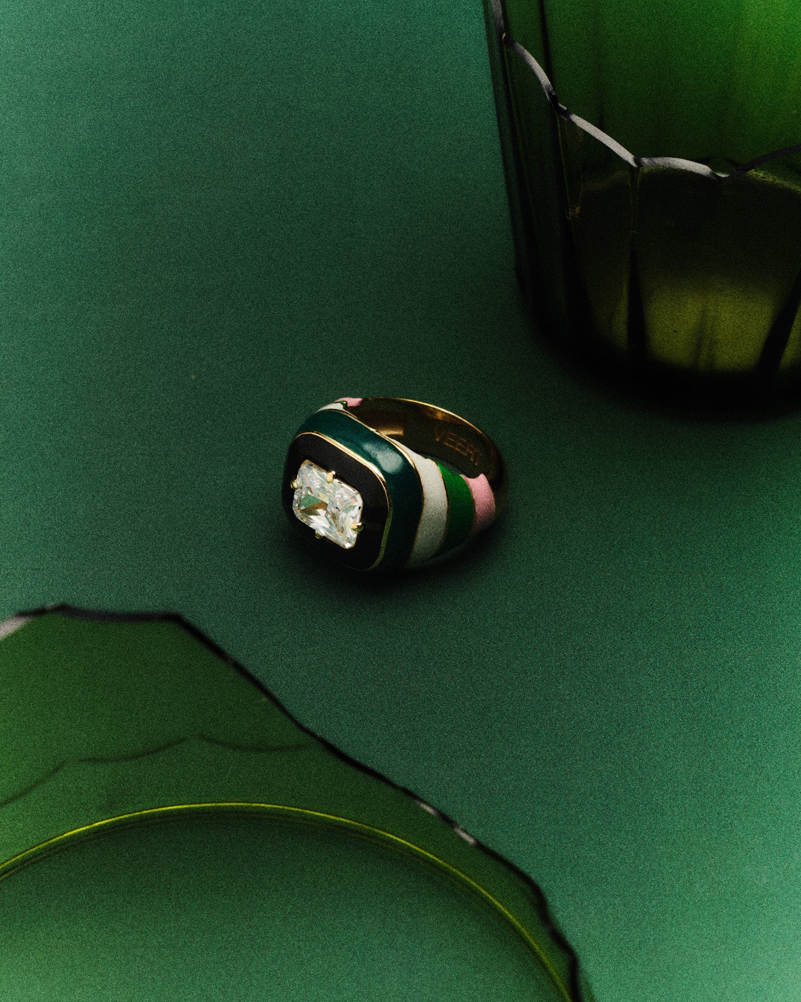 The Multi Enamel Ring in Yellow Gold