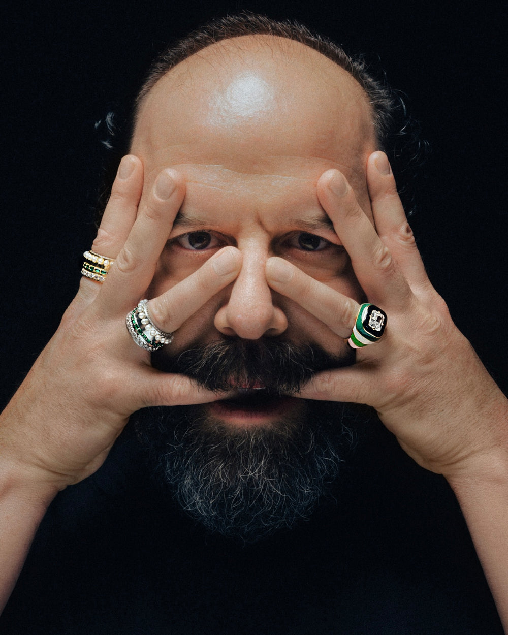 The Multi Enamel Ring in Yellow Gold