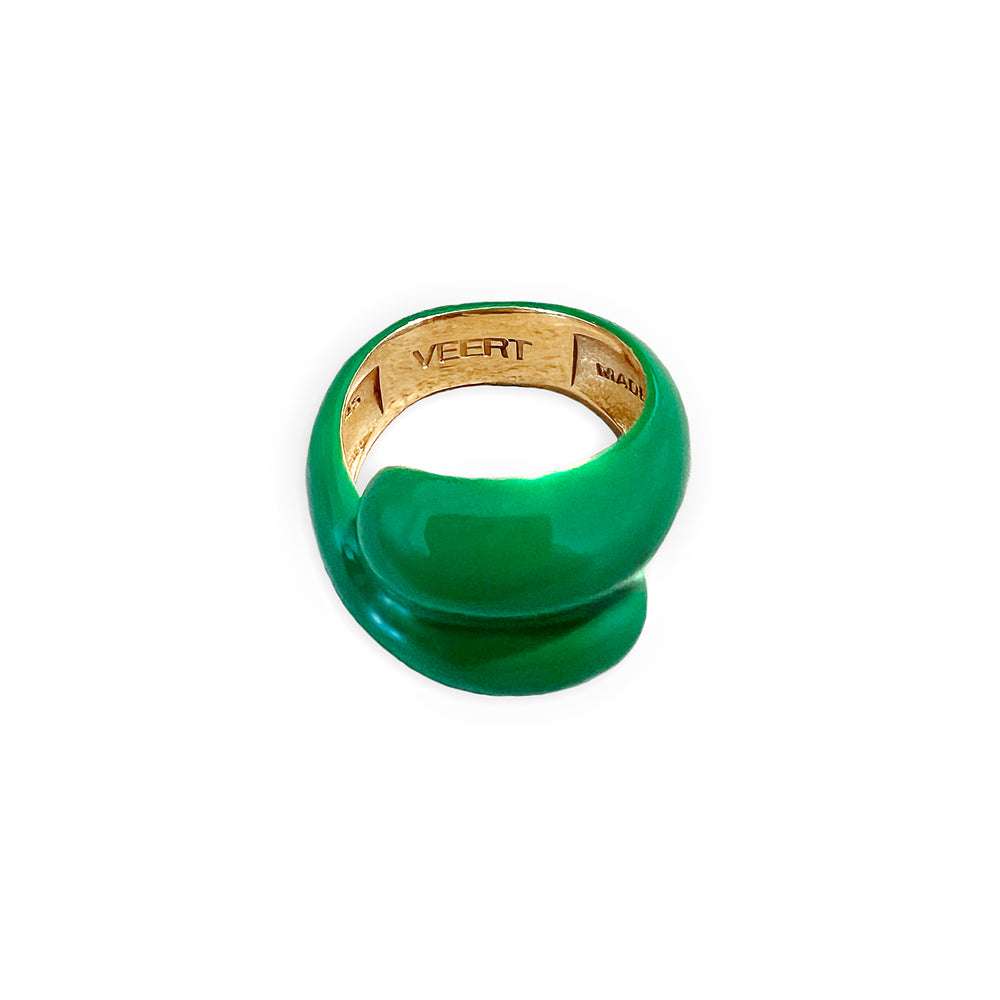 The Green Enamel Wrap Ring in Yellow Gold