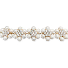 Load image into Gallery viewer, The 114 Pearl Clear Flower Necklace in Yellow Gold
