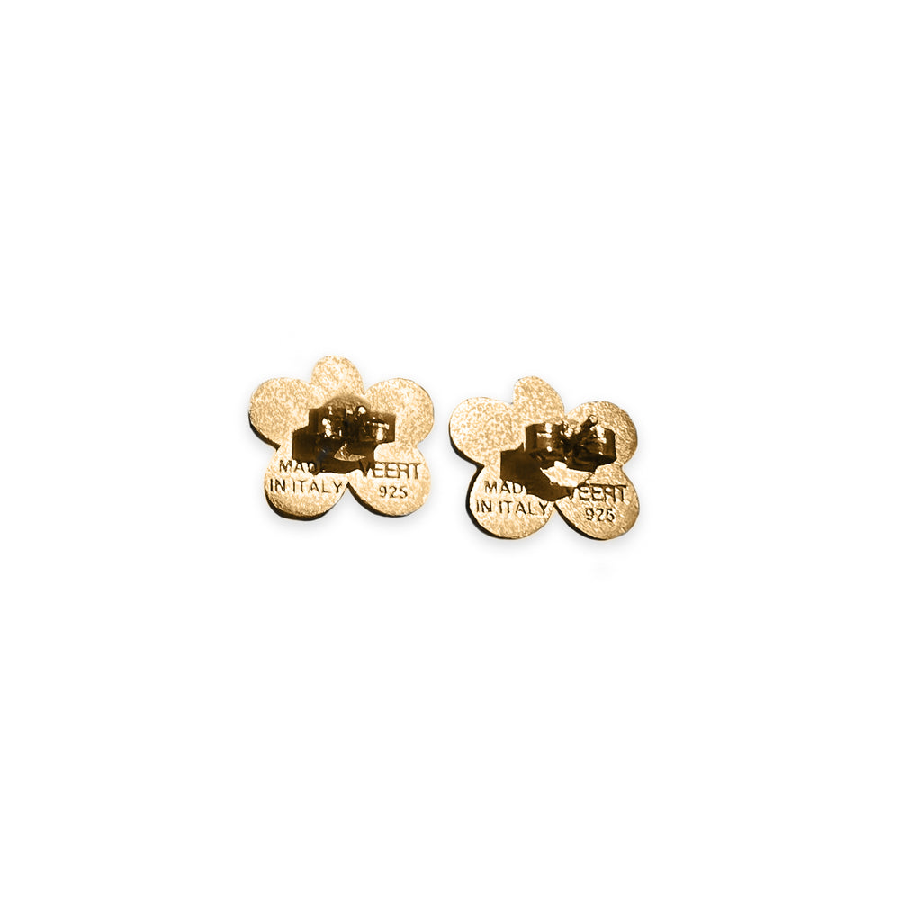 The Macro Flower Pearl Earring Pair in Yellow Gold