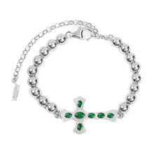 Load image into Gallery viewer, The Green Cross Bracelet in White Gold
