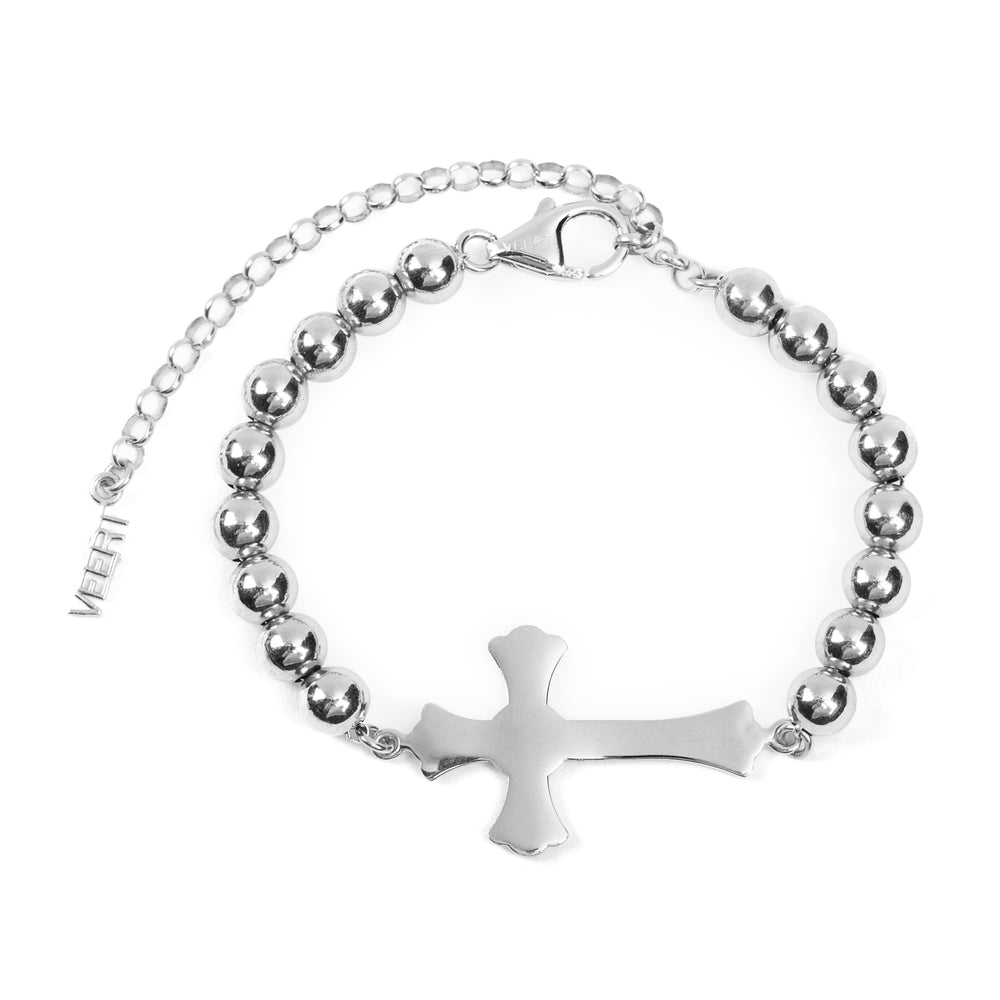 The Plain Cross Bracelet in White Gold