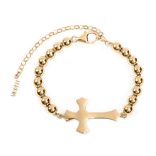 Load image into Gallery viewer, The Plain Cross Bracelet in Yellow Gold
