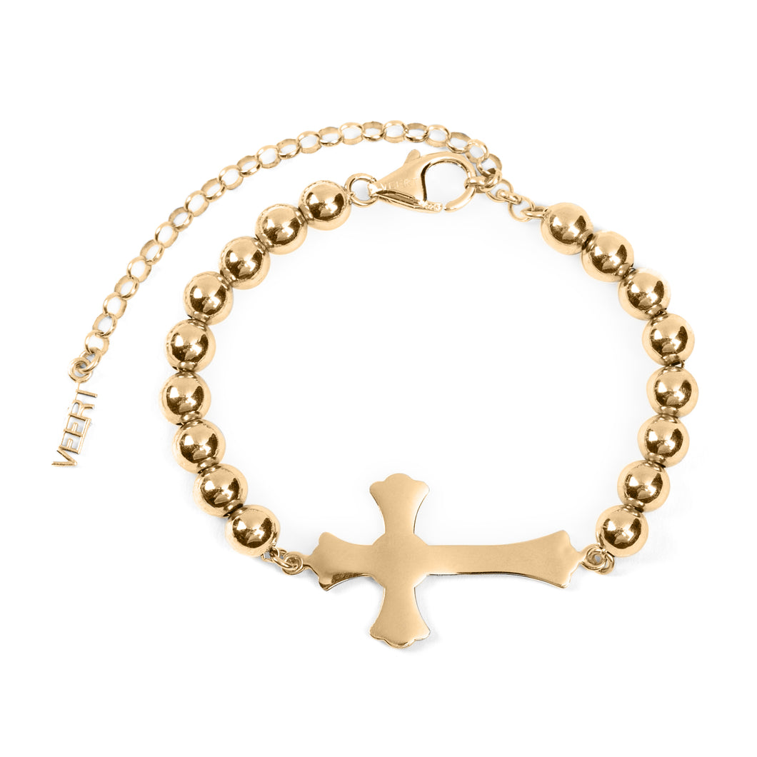 The Plain Cross Bracelet in Yellow Gold