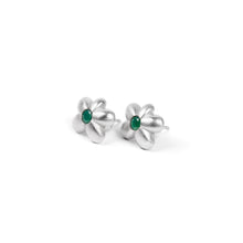 Load image into Gallery viewer, The Green Flower Earring Pair in White Gold
