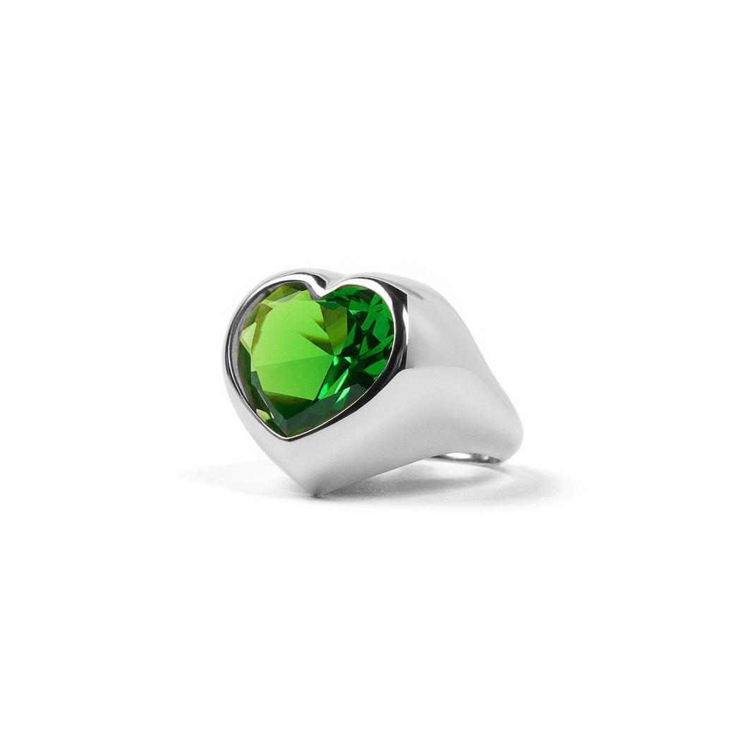 The Macro Heart Ring in White Gold