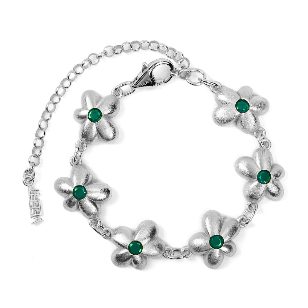 The Green Flower Bracelet in White Gold