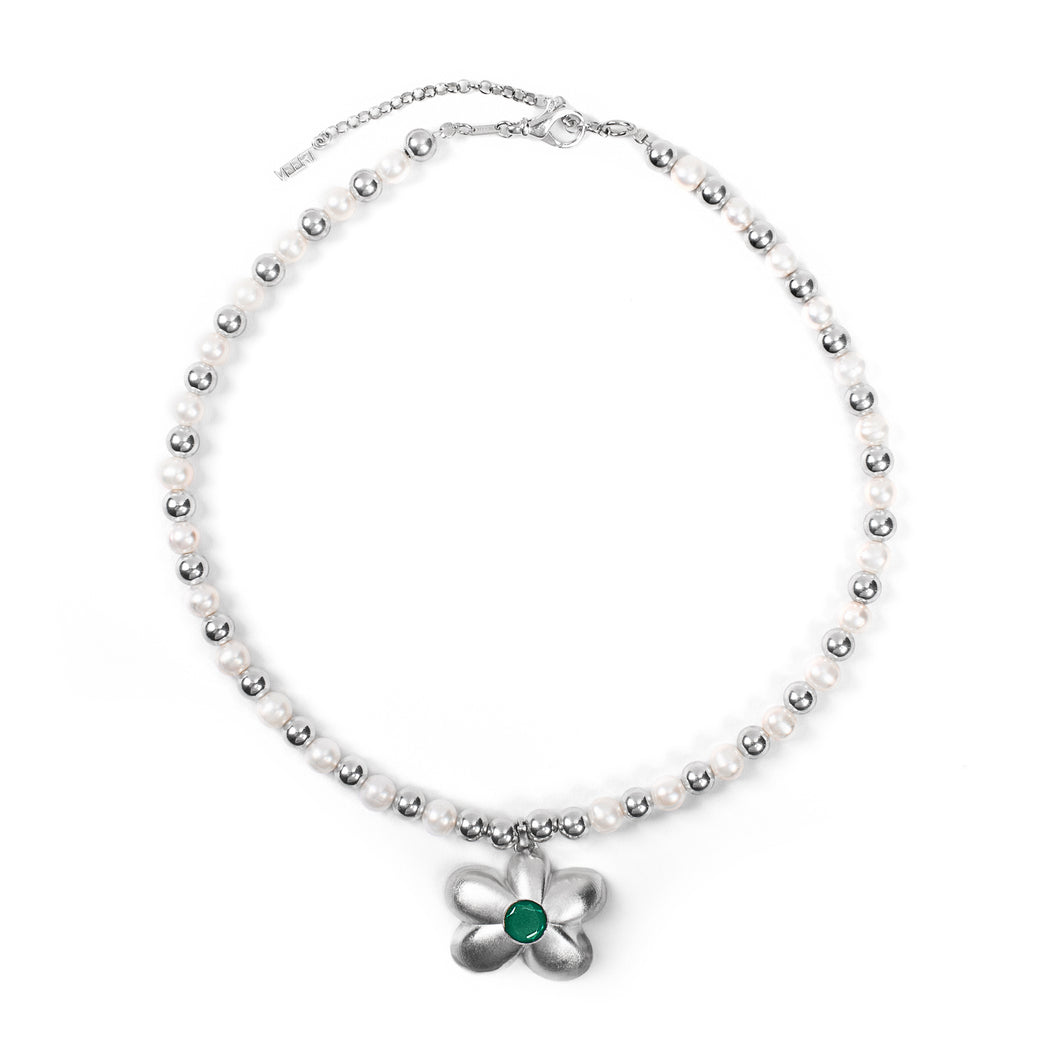 The Flower Pearl Bead Chain in White Gold