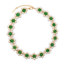 Load image into Gallery viewer, The 114 Pearl Green Flower Necklace in Yellow Gold
