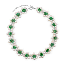 Load image into Gallery viewer, The 114 Pearl Green Flower Necklace in White Gold
