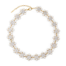 Load image into Gallery viewer, The 114 Pearl Clear Flower Necklace in Yellow Gold
